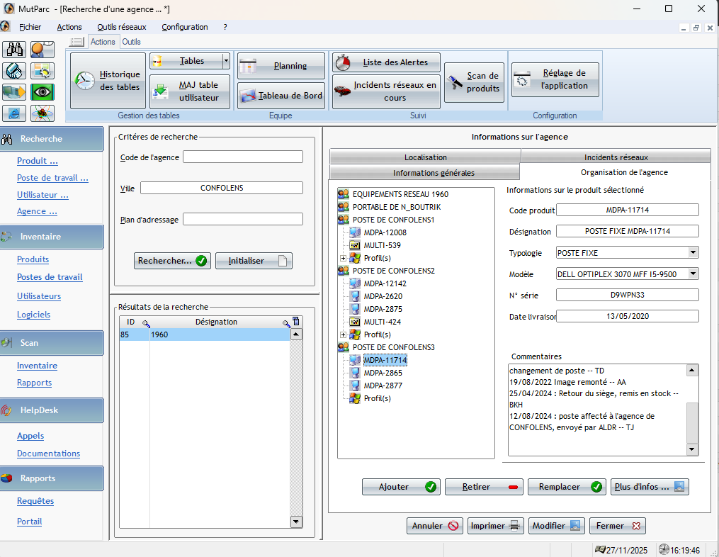 Vue de l'organisation de l'agence